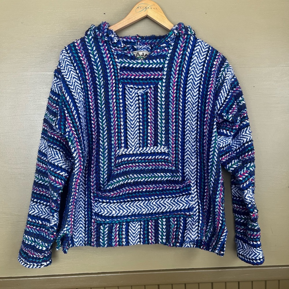 Baja Joe Mexican Hooded Poncho Beach Unisex Small